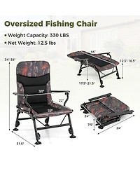 Hongge Oversized Folding Fishing Chair with 9-Level Backrest