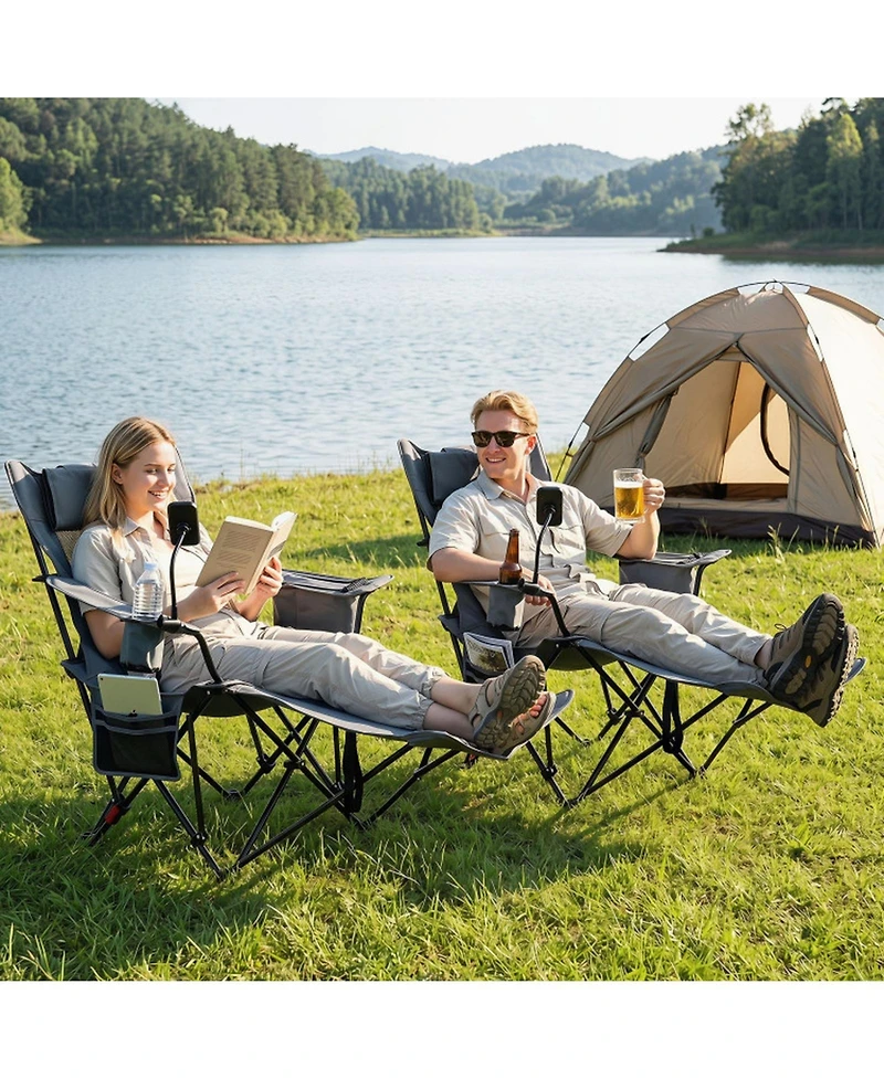 Hongge 2-in-1 Reclining Camping Chair Featuring Detachable Footrest