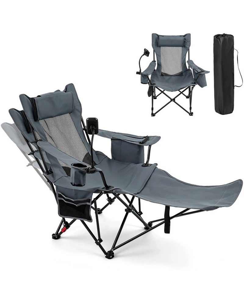 Hongge 2-in-1 Reclining Camping Chair Featuring Detachable Footrest