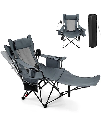 Hongge 2-in-1 Reclining Camping Chair Featuring Detachable Footrest