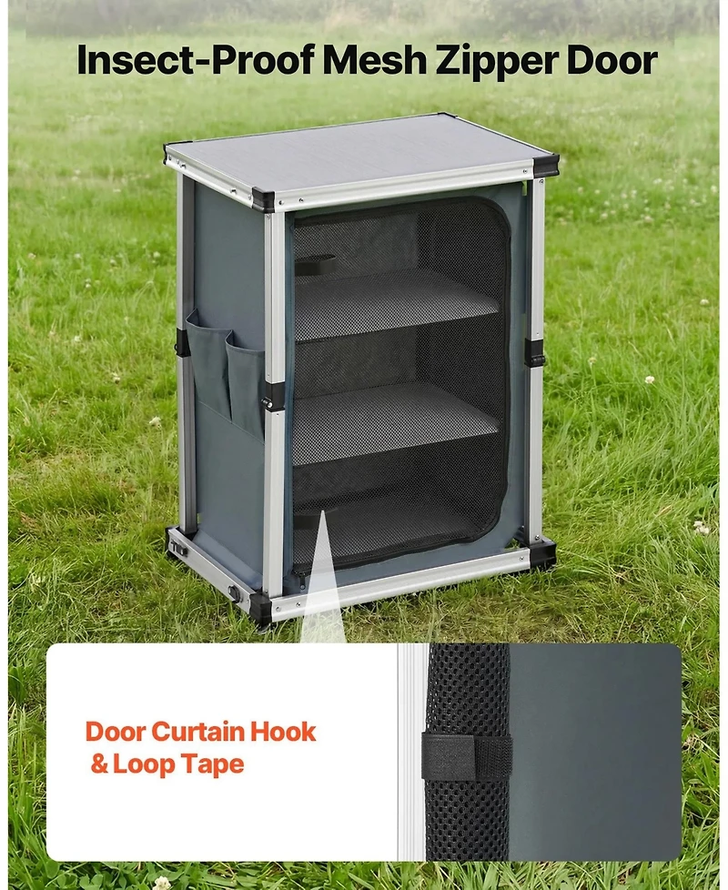 Hongge Aluminum Folding Camp Kitchen Cabinet with Three Shelves