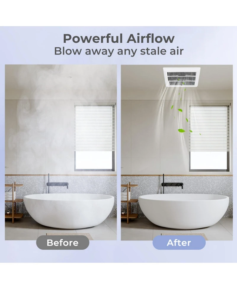 Sugift 80 Cfm Ceiling Mount Bathroom Exhaust Fan with Metal Housing and 4 in Duct
