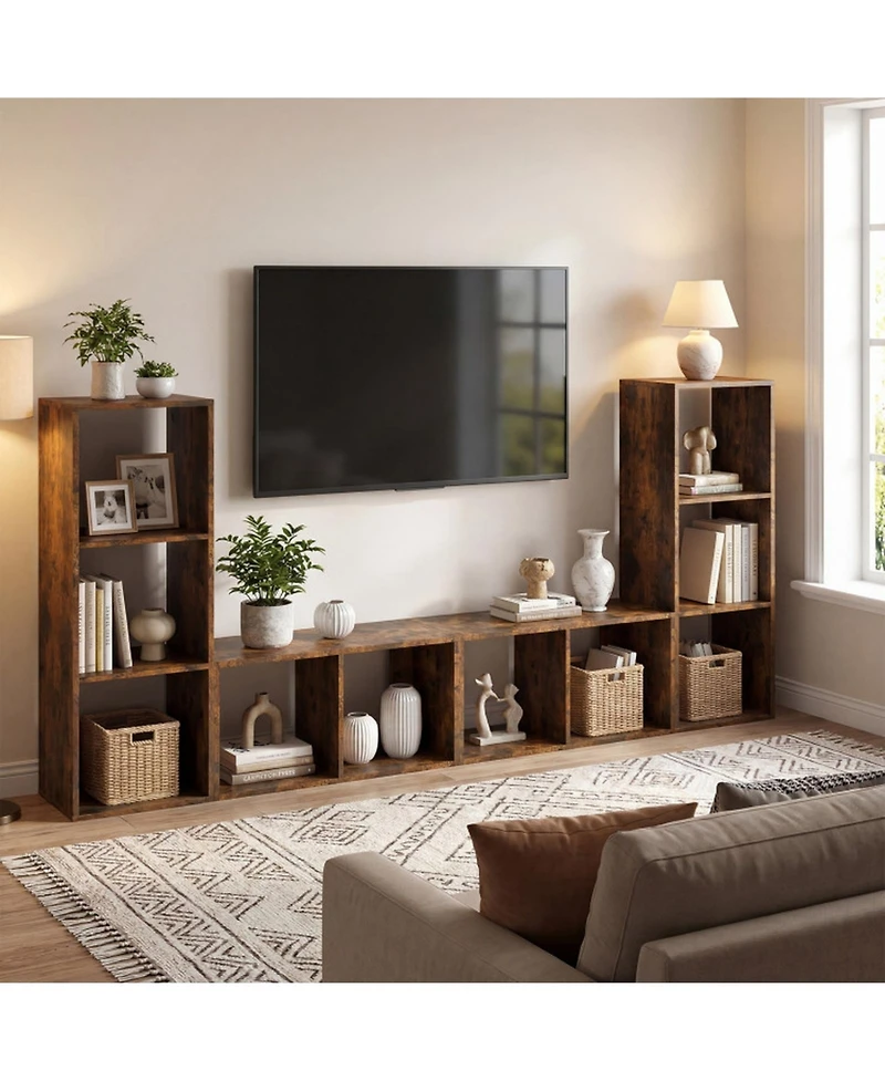 Sugift 2 Cube Bookshelf with Back Guardrail for Living Room Bedroom