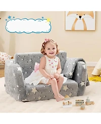 Sugift 2-in-1 Folding Kids Couch with Blanket Glow in the Dark
