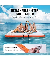 Hongge 7 x 7 ft Inflatable Floating Dock Platform with Ladder