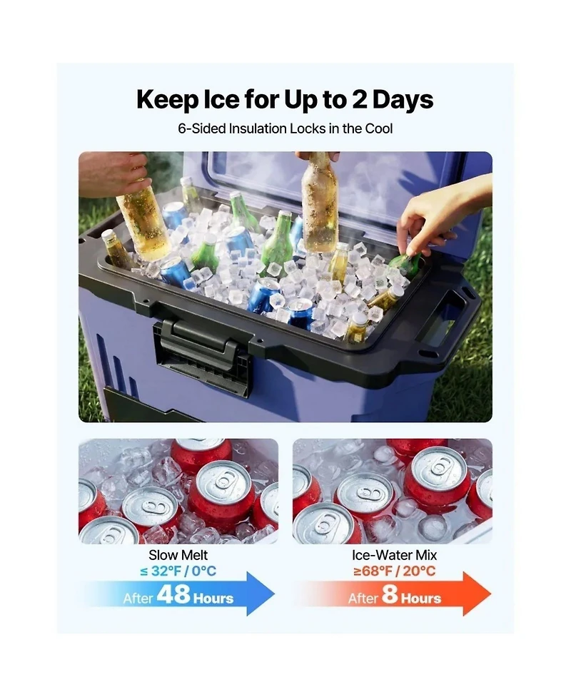 Hongge 50 Qt Hard Cooler Chest Holding Ice up to 48 Hours