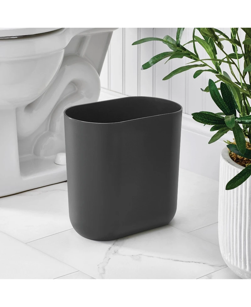 iDesign Small Plastic 1.9 Gallon Oval Bathroom Trash Can