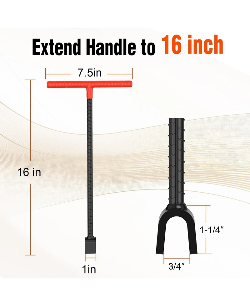 Xdovet Water Meter Key 16 Inch Steel T-handle 4-way Cross