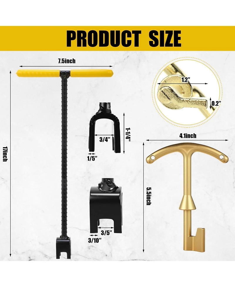 Xdovet Water Meter Key 17 Inch Steel Wrench T-handle 4-way Valve Tool