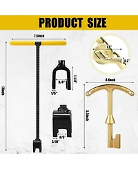 Xdovet Water Meter Key 17 Inch Steel Wrench T-handle 4-way Valve Tool