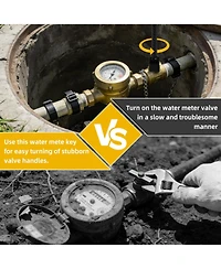 Xdovet Water Meter Key T-handle U-head Shut Off Tool Curb Valve