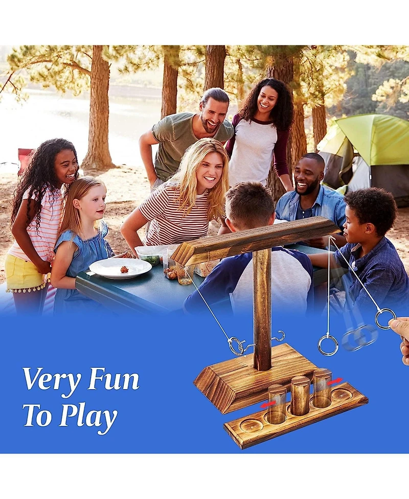Aofar Ring Toss Game Wooden Hook Bar Party 15.7" X 13