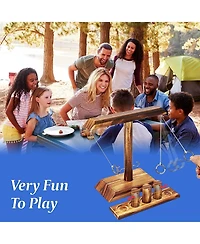 Aofar Ring Toss Game Wooden Hook Bar Party 15.7" X 13