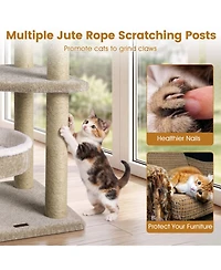 Sugift 36in Carpeted Cat Tree with Plush Perches Scratching Posts and Dangling Ball