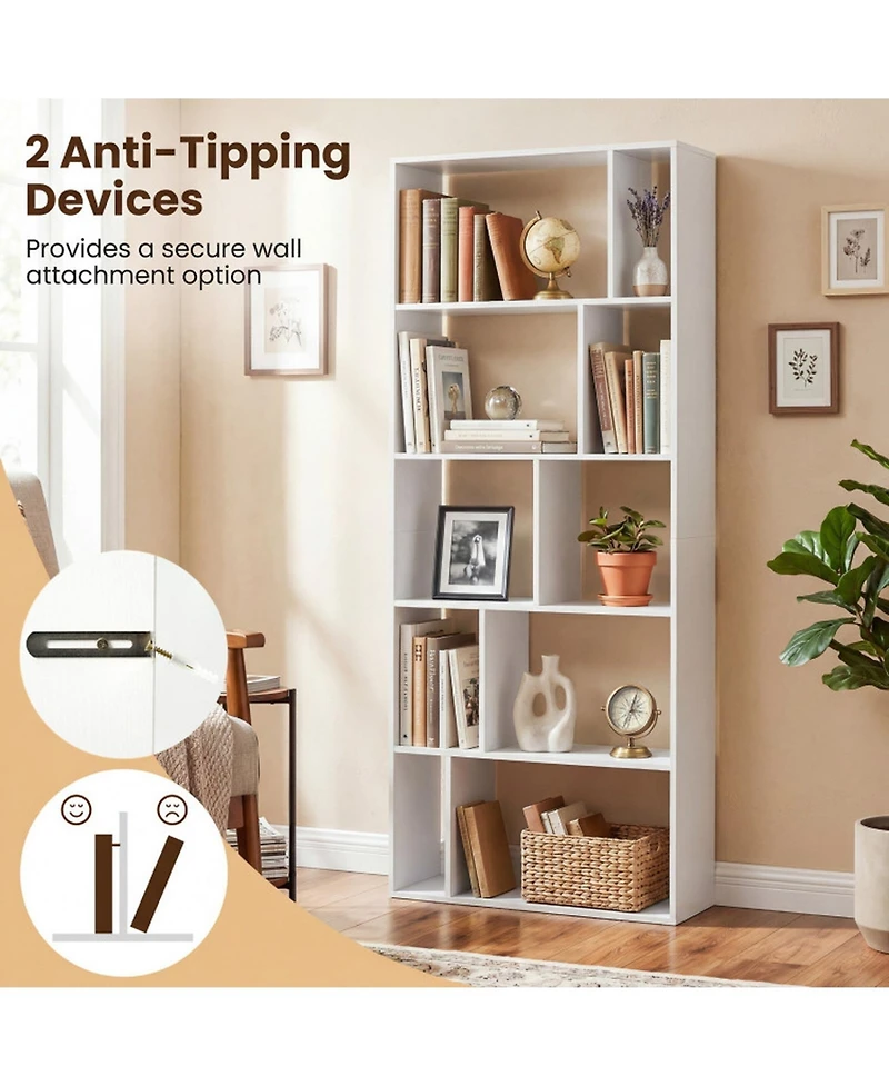 Sugift 5-Tier Modern Bookshelf with Open Back and 2 Anti-Tipping Kits