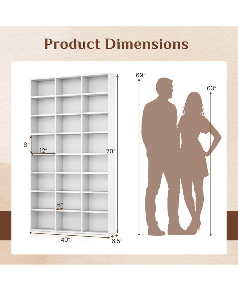 Sugift 70 Inch Tall 24 Cube Storage Organizer Bookshelf with Adjustable Shelves