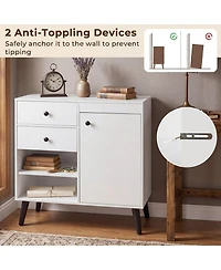Sugift 31 Inch Sideboard Cabinet with 2 Open Compartments 2 Drawers and Single-Door Cabinet