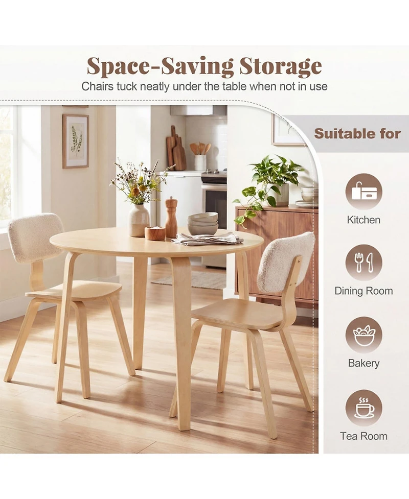Sugift 3-Piece Dining Table Set with 2 Padded Chairs and 37.5in Round Rubber Wood Table
