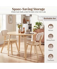 Sugift 3-Piece Dining Table Set with 2 Padded Chairs and 37.5in Round Rubber Wood Table