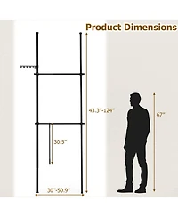 Sugift Adjustable Floor to Ceiling Clothes Rack with 2 Hanging Rods 102.5in-124in