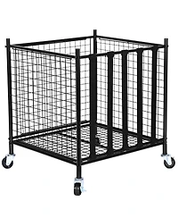 Hongge Rolling Sports Ball Storage Cart with Lockable Steel Cage