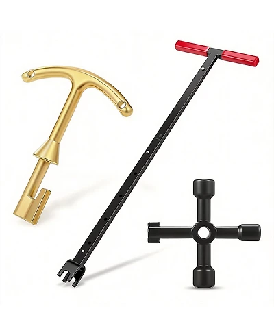 Xdovet Water Meter Key Steel Wrench T-handle Adjustable 4-way Cross Tool