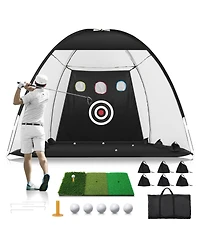Aofar Golf Practice Net Tri-turf Mat Indoor Chipping Aid All-season 10x7feet