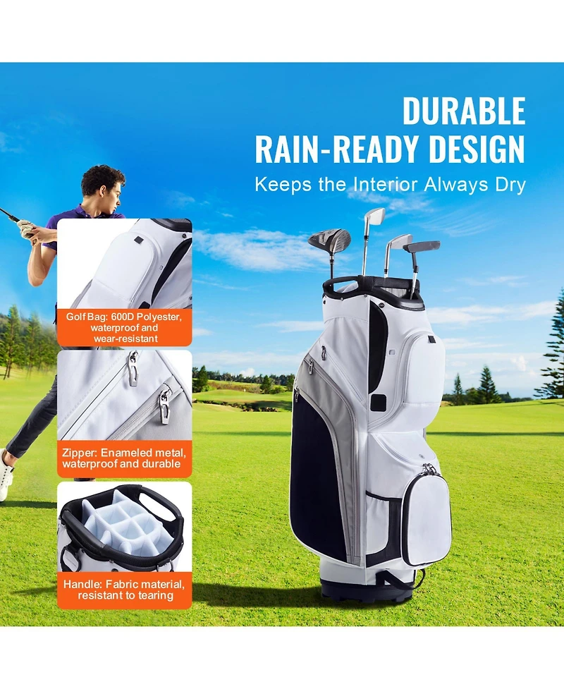 Hongge 36 in Nylon Golf Cart Bag with 14-Way Organizer Divider Top