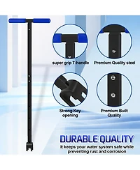 Xdovet Water Meter Key Shut Off Tool 4-Way T-Handle Wrench 28 Inch