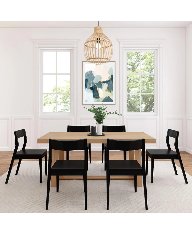 Plank+Beam 72" Classic Solid Wood Dining Table Set + 6 Chairs