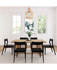 Plank+Beam 72" Classic Solid Wood Dining Table Set + 6 Chairs