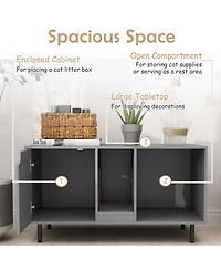 Sugift 40 in Cat Litter Box Enclosure for 2 Cats Hidden Cat Washroom