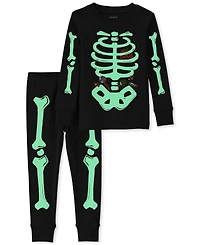 Carter's Toddler Boys' and Girls' 2T-5T Halloween Glow the Dark Skeleton Cotton Snug-Fit Pajama, 2-Piece Set