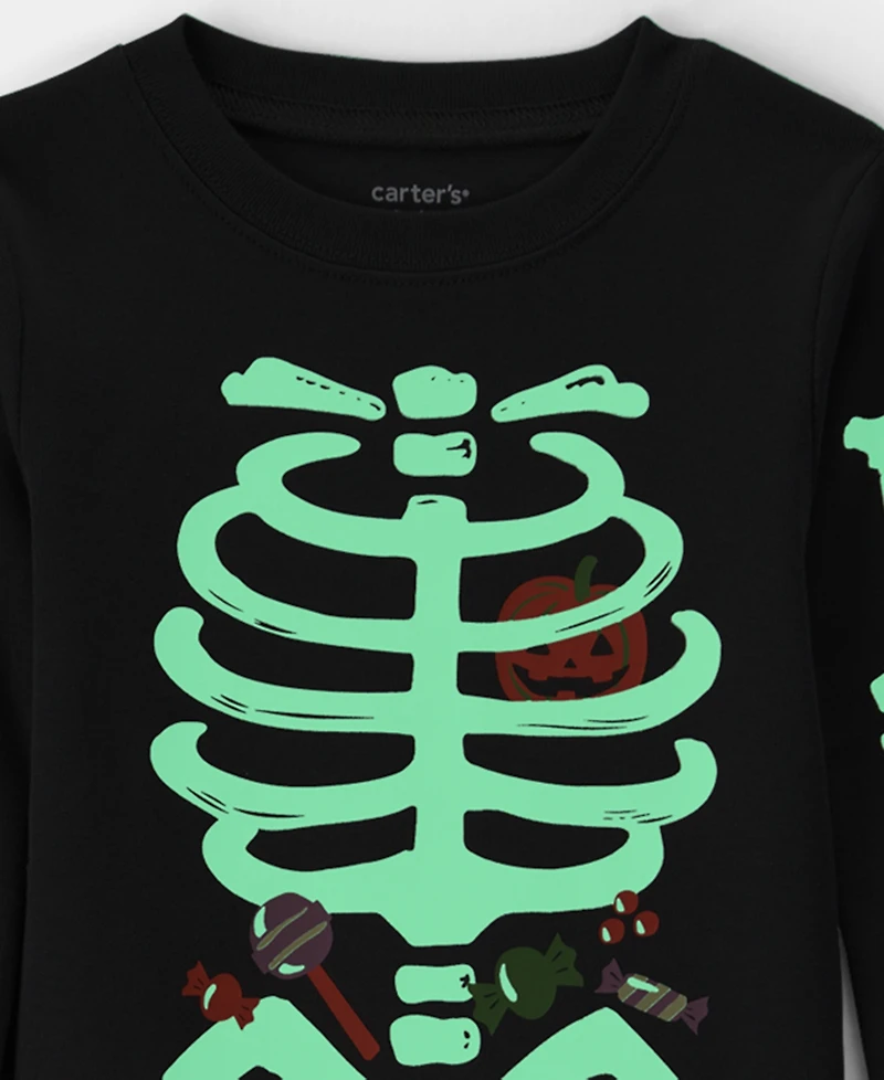 Carter's Toddler Boys' and Girls' 2T-5T Halloween Glow the Dark Skeleton Cotton Snug-Fit Pajama, 2-Piece Set
