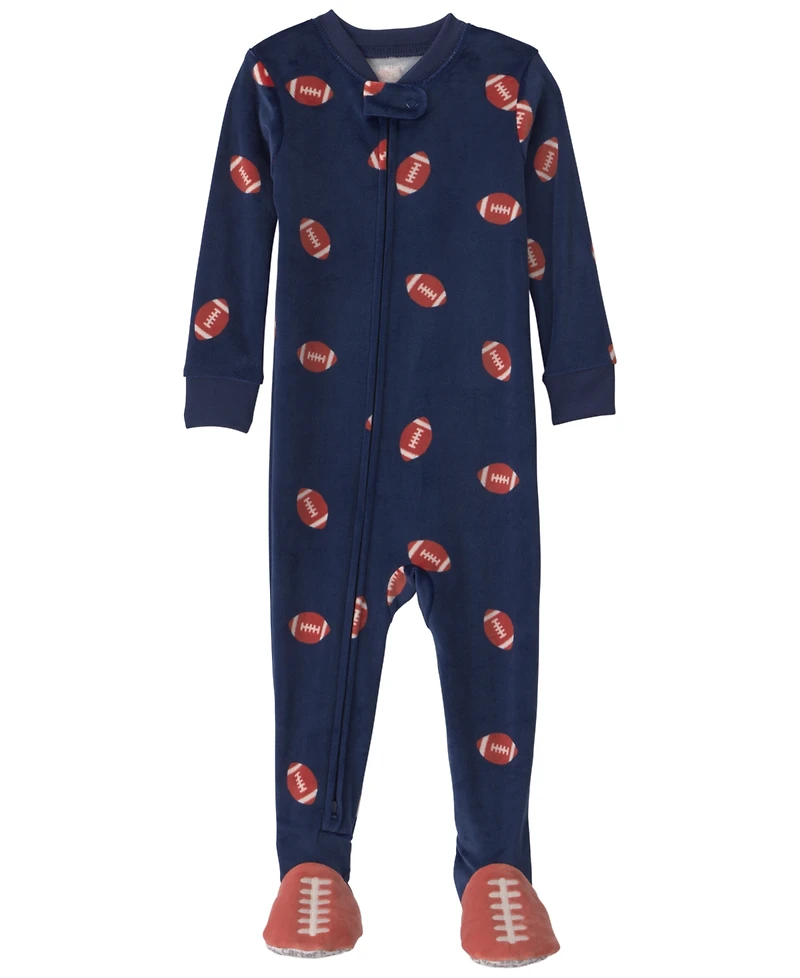 Carters Baby Boys' Football 2-Way Zip Dream Plush Snug-Fit Footed Pajama