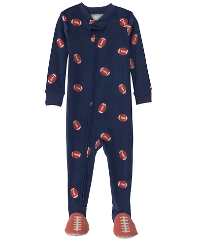 Carters Baby Boys' Football 2-Way Zip Dream Plush Snug-Fit Footed Pajama
