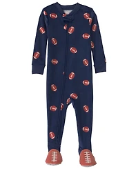 Carters Baby Boys' Football 2-Way Zip Dream Plush Snug-Fit Footed Pajama