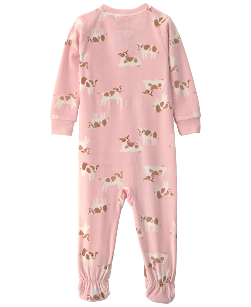 Carters Baby Girls' Cow 2-Way Zip Dream Plush Snug-Fit Footed Pajama