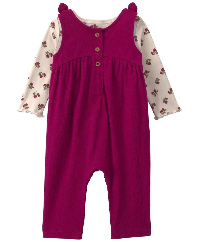 Carters Baby Girls' Long-Sleeve Top and Floral Overall 2-Piece Set