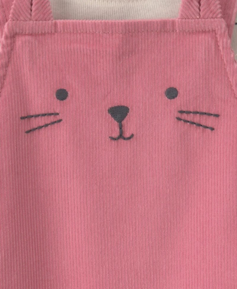 Carters Baby Girls' Cat Long-Sleeve Top and Corduroy Overall, 2-Piece Set