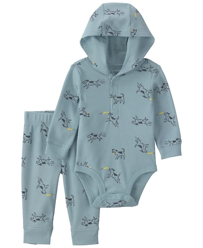 Carters Baby Boys' Dog Thermal Long-Sleeve Bodysuit and Pants, 2-Piece Set