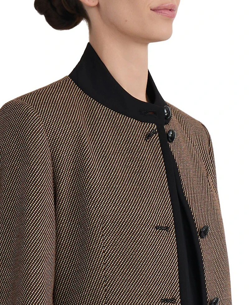 Jones New York Women's Military-Inspired Mini Dot Knit Jacquard Jacket
