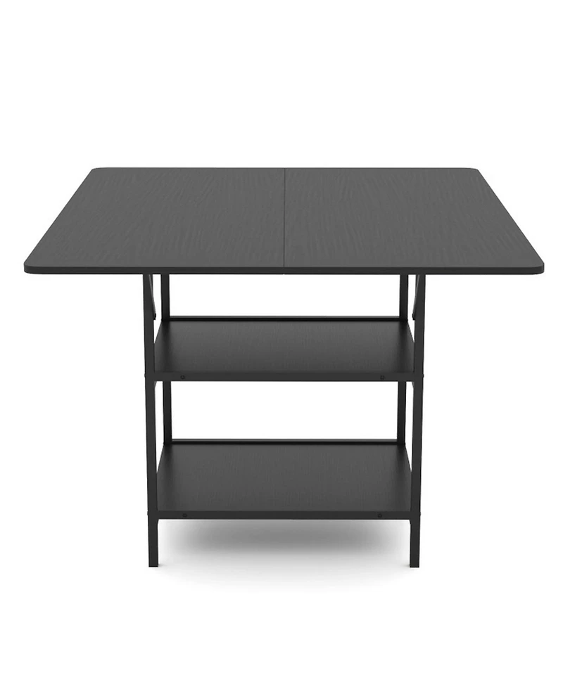 Sugift 47 in Rectangular Dining Table with 2 Open Storage Shelves and Metal Legs for 4-6