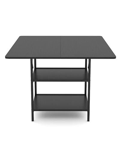 Sugift 47 in Rectangular Dining Table with 2 Open Storage Shelves and Metal Legs for 4-6