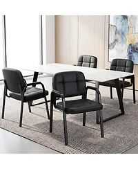 Sugift Set of 4 Leather Reception Guest Chairs