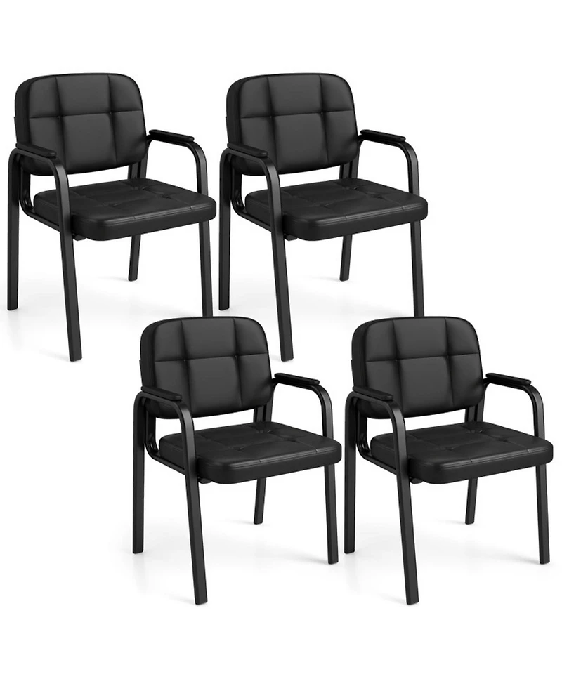 Sugift Set of 4 Leather Reception Guest Chairs