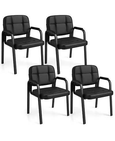 Sugift Set of 4 Leather Reception Guest Chairs