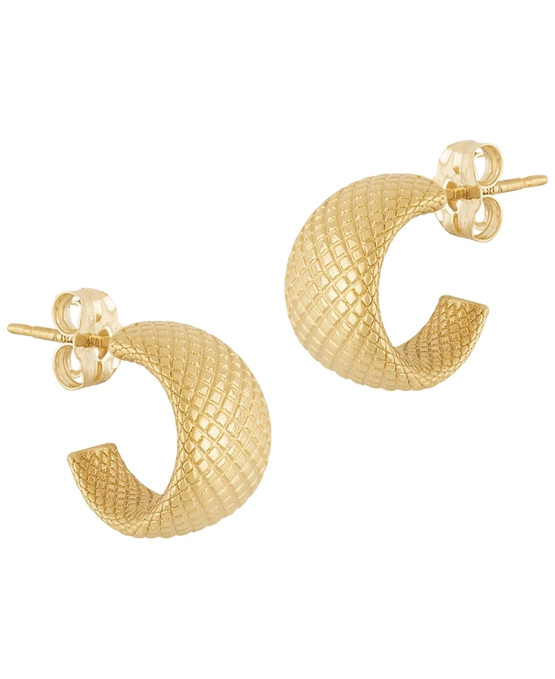 Macy's Sculptured X-Small Faceted Flat Band Hoop Cuff Earrings in 14k Yellow Gold
