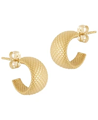 Macy's Sculptured X-Small Faceted Flat Band Hoop Cuff Earrings in 14k Yellow Gold