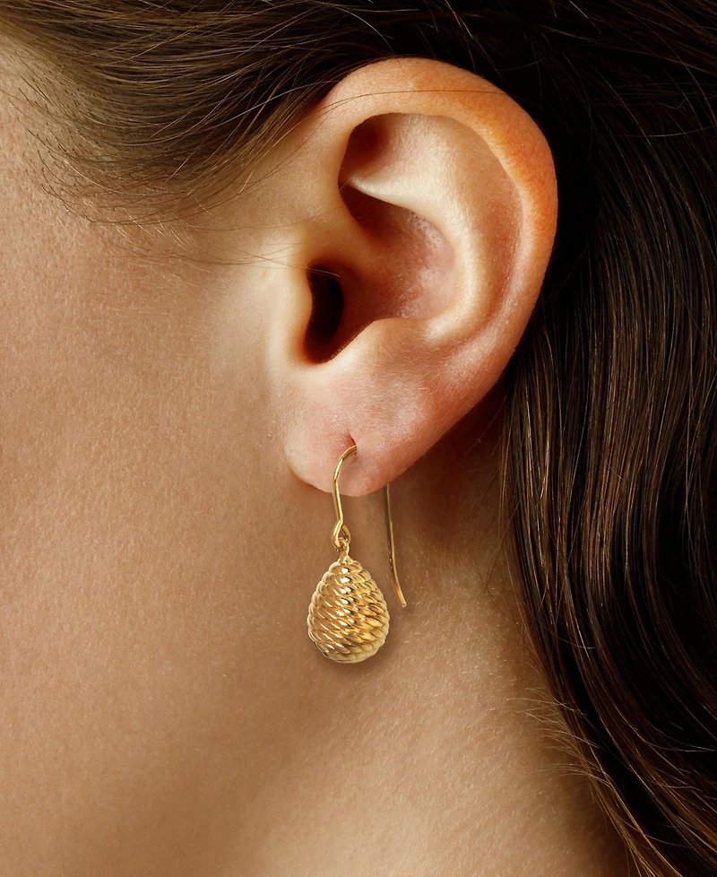 Macy's Sculptured Spiral Rope Drop Earrings in 14k Yellow Gold
